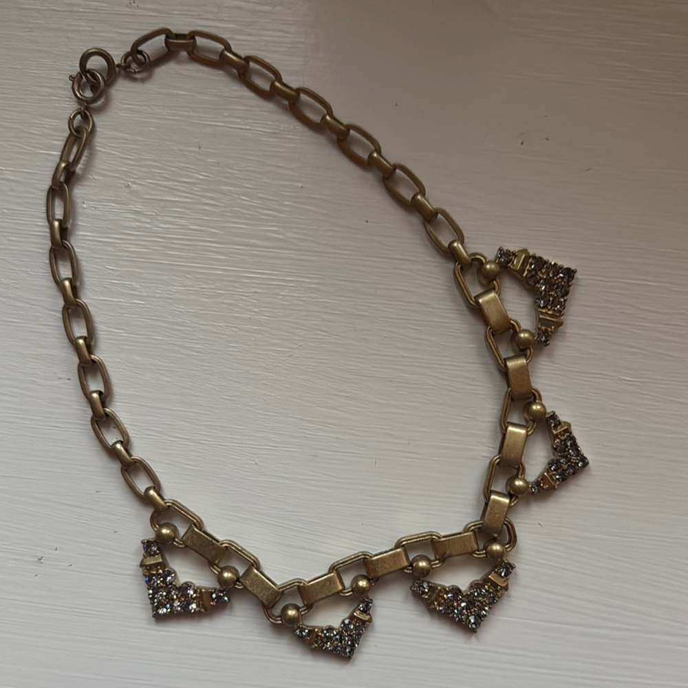 Stella & Dot Gold Chain Necklace with Crystal Details